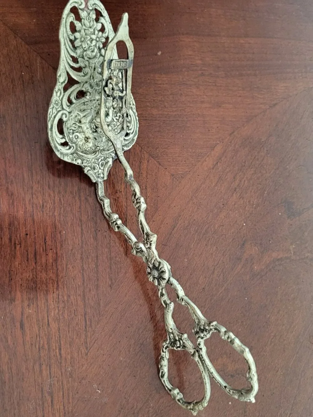 Vintage Firenze IT Sterling Silver Cake Scissors Tong Flatware Serving Ornate